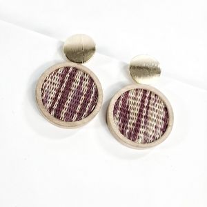 QUINTESS | round drop earrings w/tweed detail